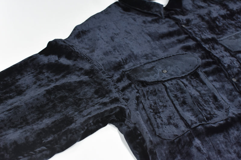 THE JEAN PIERRE / Dove Chambray Velvet Shirt - BLUE BLACK