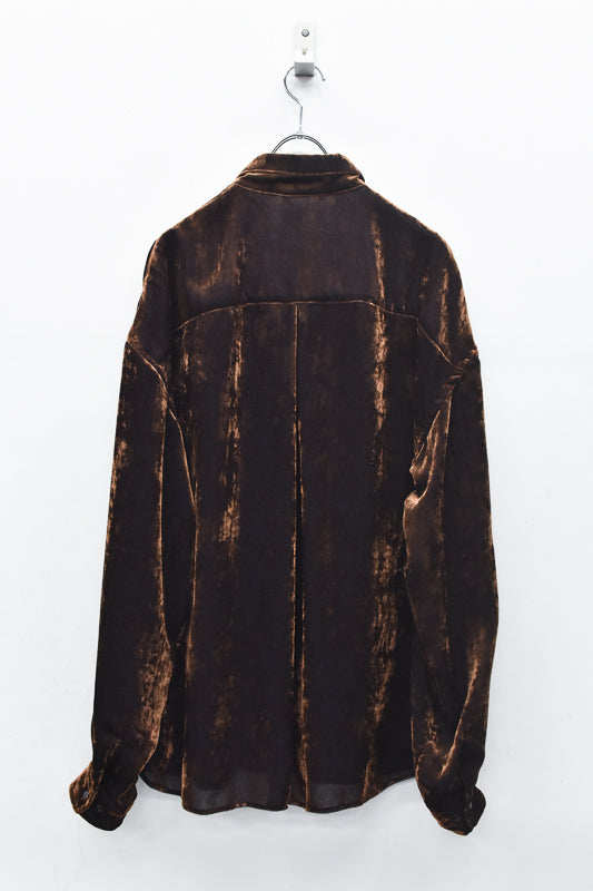 THE JEAN PIERRE / Dove Chambray Velvet Shirt - PURPLE BROWN