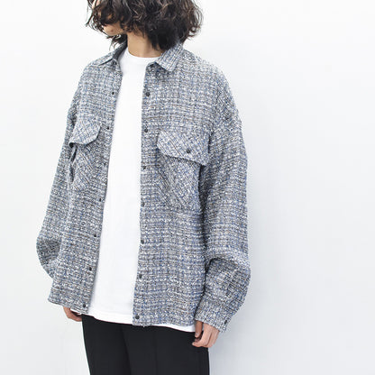 THE JEAN PIERRE / Dove Tweed Shirt - MELANGE BLUIE