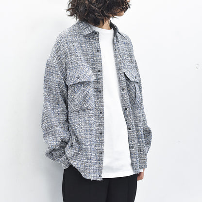 THE JEAN PIERRE / Dove Tweed Shirt - MELANGE BLUIE