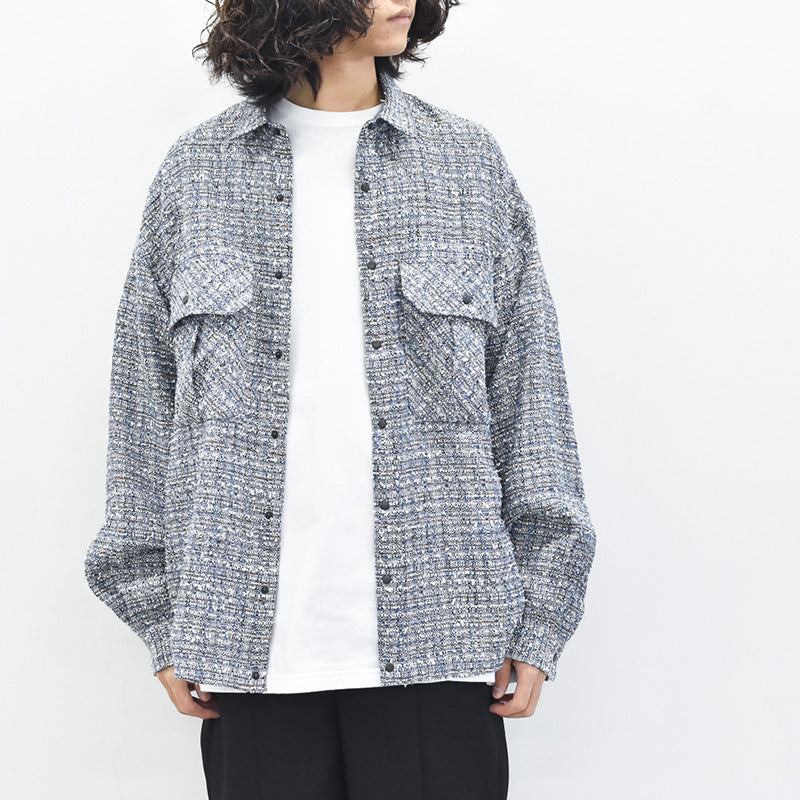 THE JEAN PIERRE / Dove Tweed Shirt - MELANGE BLUIE