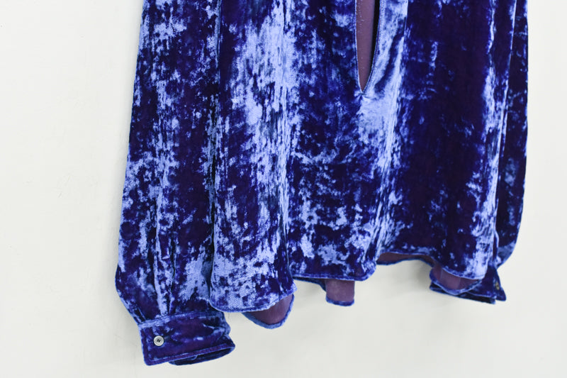 THE JEAN PIERRE / Deep Kneck Chambray Velvet Shirt - PURPLE BLUE