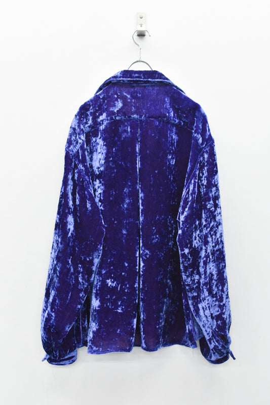 THE JEAN PIERRE / Deep Kneck Chambray Velvet Shirt - PURPLE BLUE