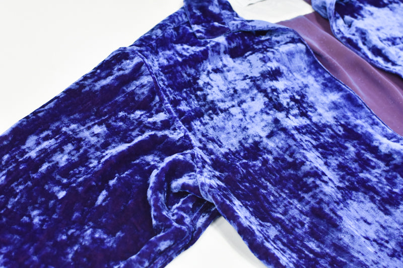 THE JEAN PIERRE / Deep Kneck Chambray Velvet Shirt - PURPLE BLUE