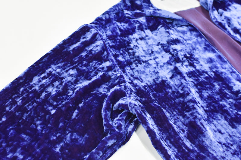 THE JEAN PIERRE / Deep Kneck Chambray Velvet Shirt - PURPLE BLUE