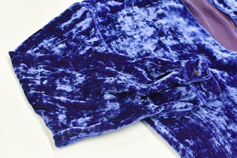 THE JEAN PIERRE / Deep Kneck Chambray Velvet Shirt - PURPLE BLUE