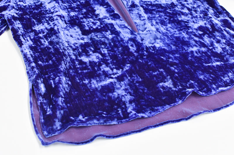 THE JEAN PIERRE / Deep Kneck Chambray Velvet Shirt - PURPLE BLUE