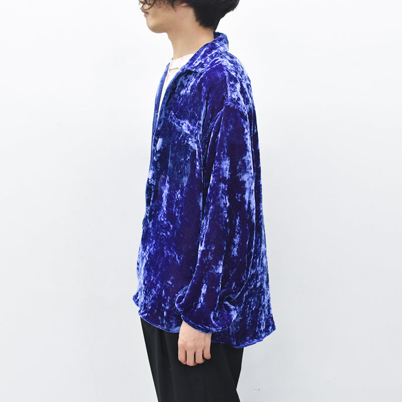 THE JEAN PIERRE / Deep Kneck Chambray Velvet Shirt - PURPLE BLUE