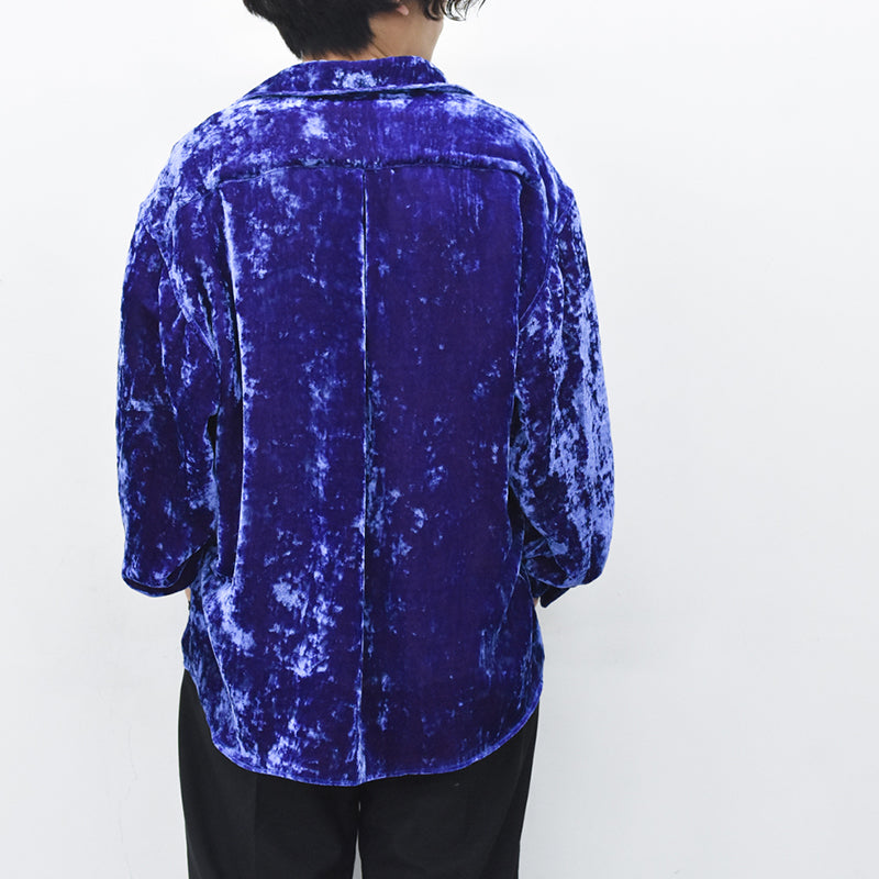 THE JEAN PIERRE / Deep Kneck Chambray Velvet Shirt - PURPLE BLUE