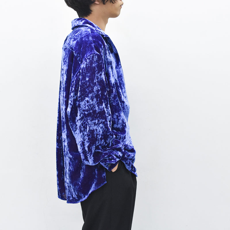 THE JEAN PIERRE / Deep Kneck Chambray Velvet Shirt - PURPLE BLUE