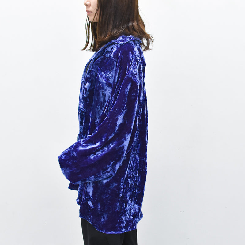 THE JEAN PIERRE / Deep Kneck Chambray Velvet Shirt - PURPLE BLUE