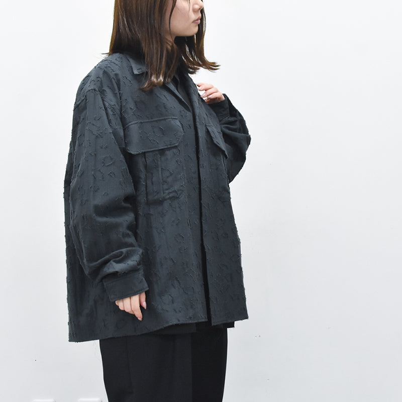 THE JEAN PIERRE / Grunge Jacquard Manette CPO Shirts - INK BLACK
