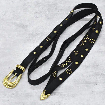 BODYSONG. / ULTRASUEDE STUDDED BELT - BLACK