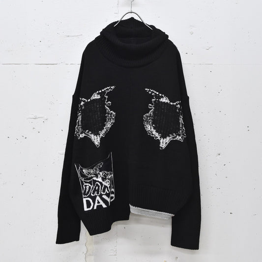 BODYSONG. / REVERSIBLE BALACLAVA SWEATER - BLACK