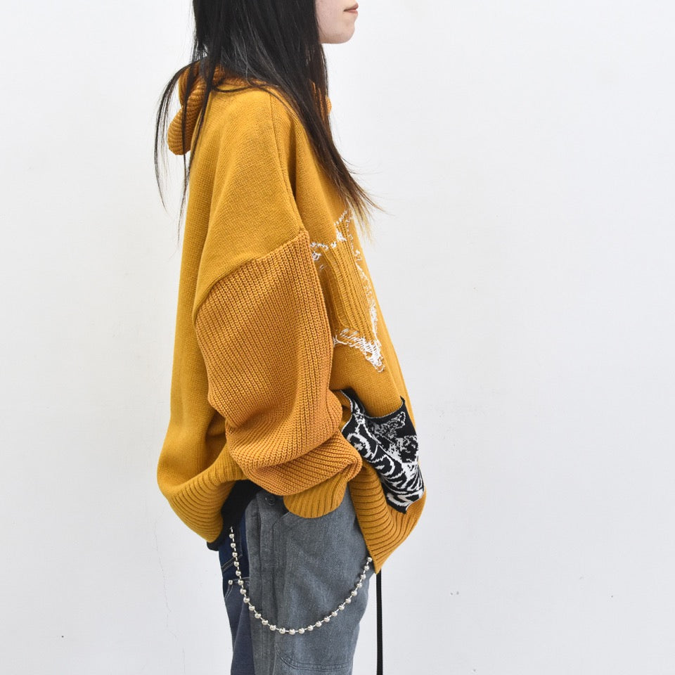 BODYSONG. / REVERSIBLE BALACLAVA SWEATER - ORANGE