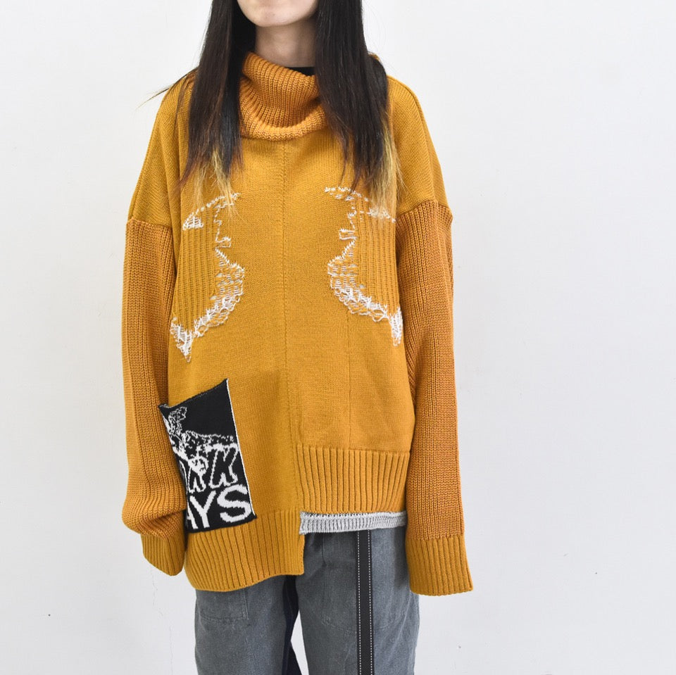 BODYSONG. / REVERSIBLE BALACLAVA SWEATER - ORANGE