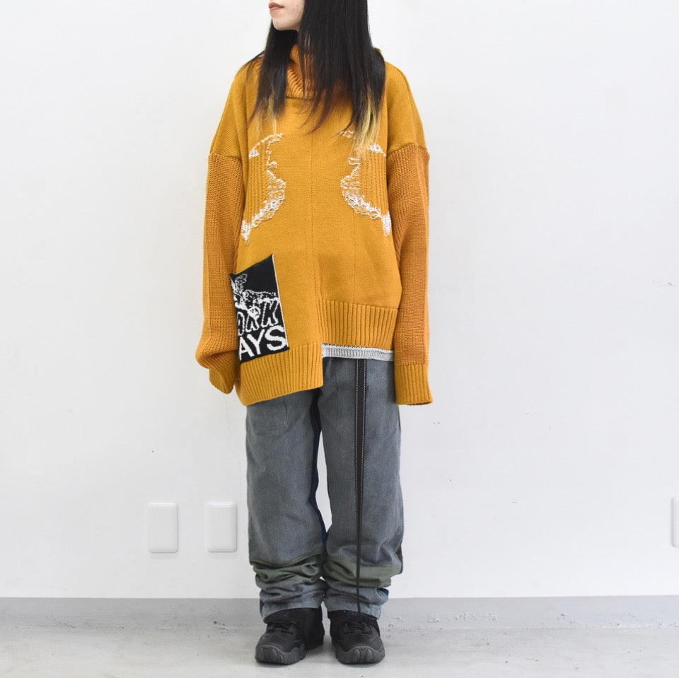 BODYSONG. / REVERSIBLE BALACLAVA SWEATER - ORANGE