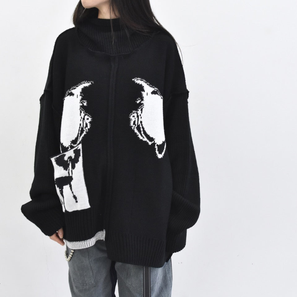 BODYSONG. / REVERSIBLE BALACLAVA SWEATER - BLACK