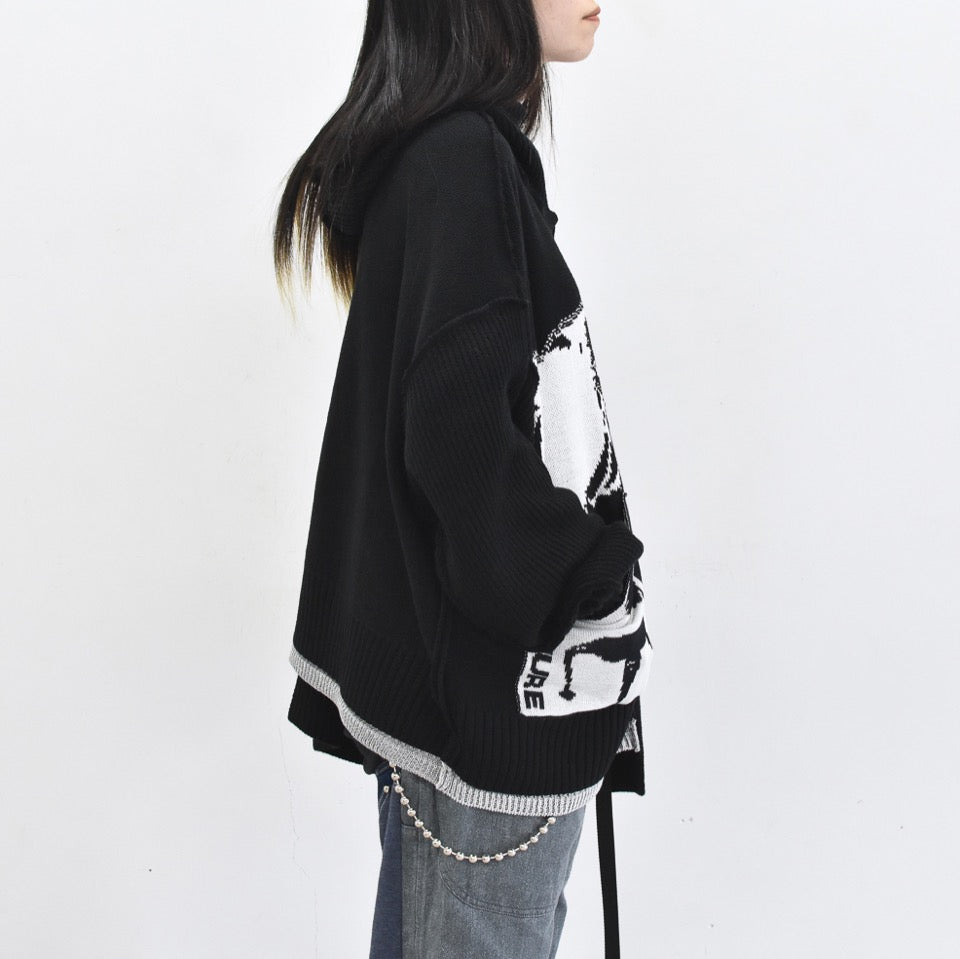 BODYSONG. / REVERSIBLE BALACLAVA SWEATER - BLACK