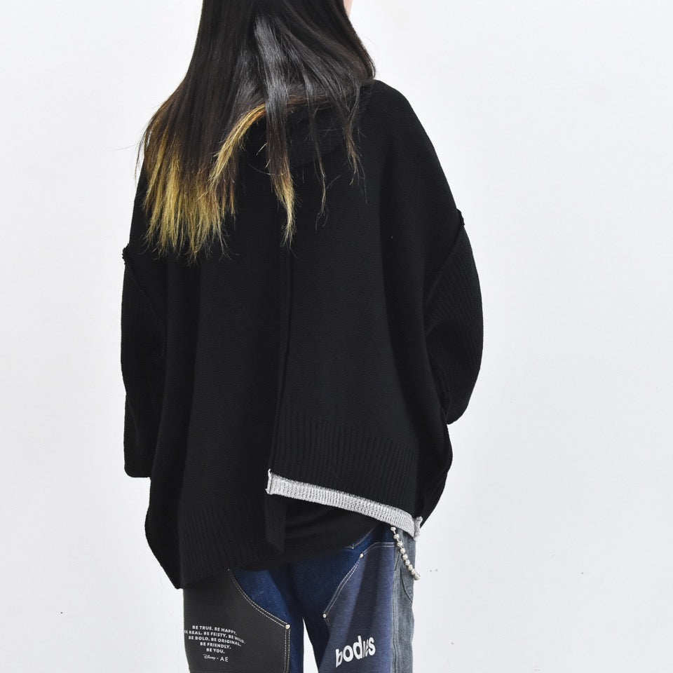 BODYSONG. / REVERSIBLE BALACLAVA SWEATER - BLACK