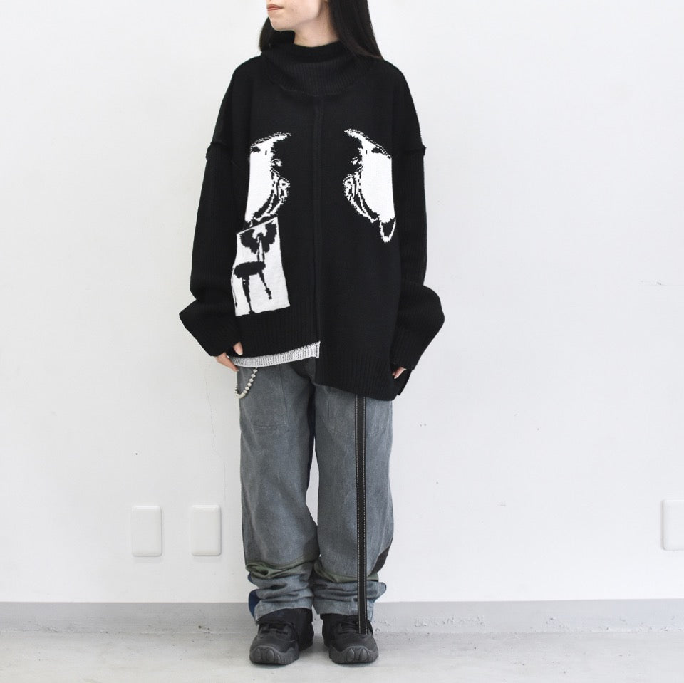 BODYSONG. / REVERSIBLE BALACLAVA SWEATER - BLACK
