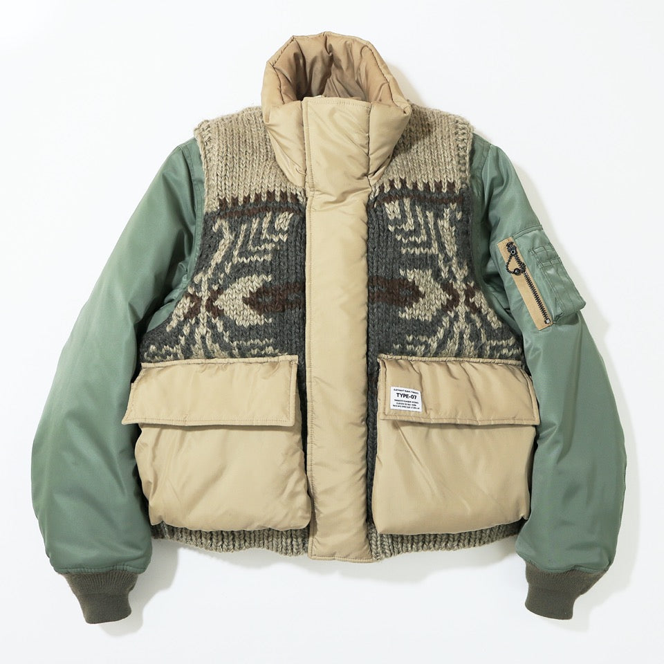 [予約販売] elephant TRIBAL fabrics / Hybrid Cowichan Blouson - BEIGE