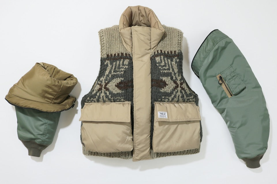 [予約販売] elephant TRIBAL fabrics / Hybrid Cowichan Blouson - BEIGE