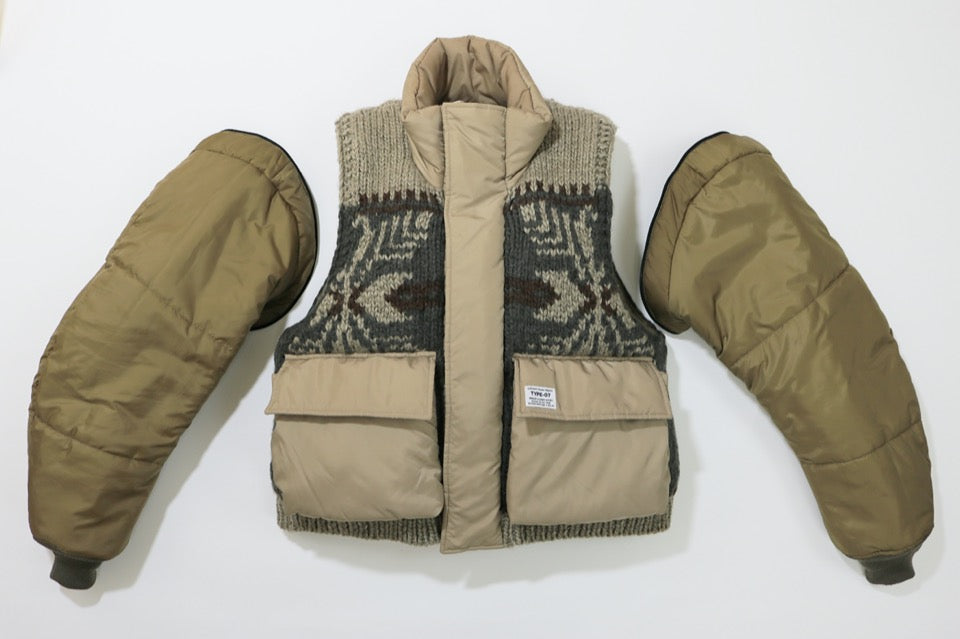 [予約販売] elephant TRIBAL fabrics / Hybrid Cowichan Blouson - BEIGE