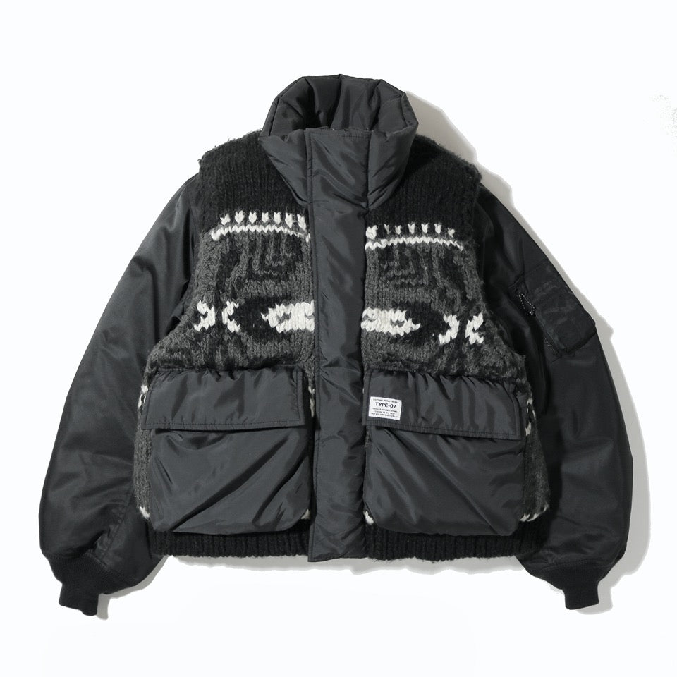 [予約販売] elephant TRIBAL fabrics / Hybrid Cowichan Blouson - BLACK