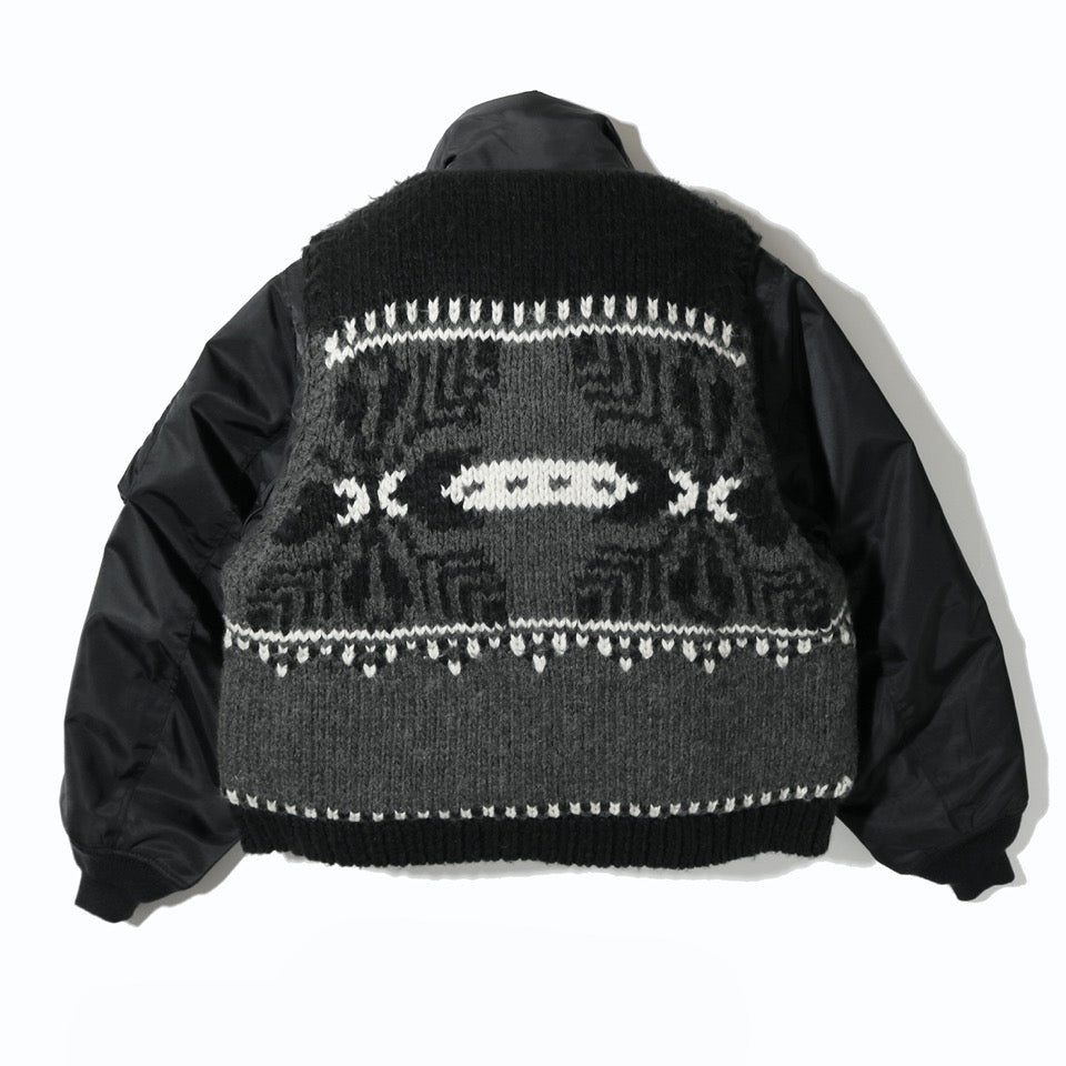 [予約販売] elephant TRIBAL fabrics / Hybrid Cowichan Blouson - BLACK