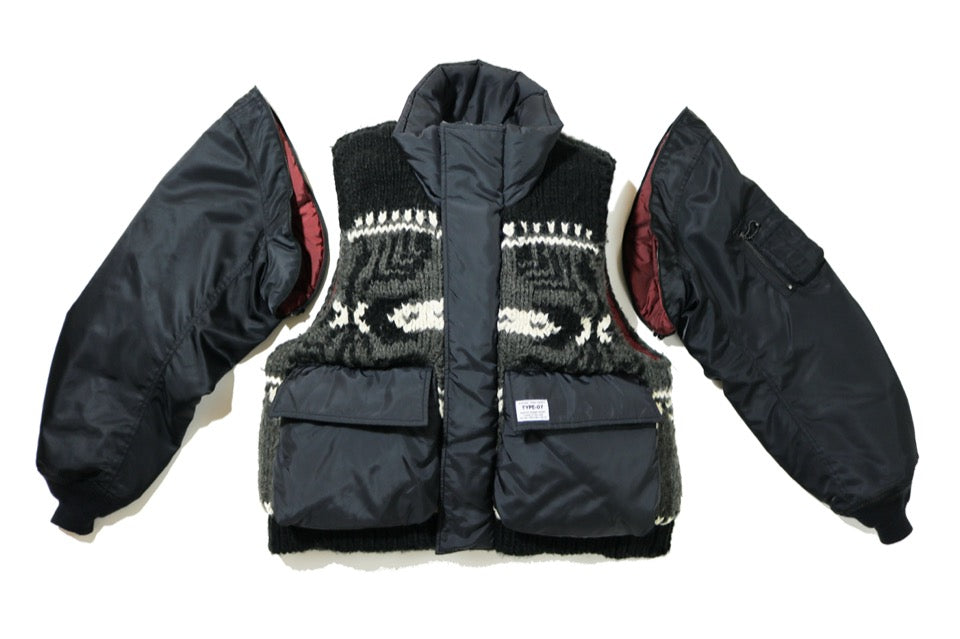 [予約販売] elephant TRIBAL fabrics / Hybrid Cowichan Blouson - BLACK