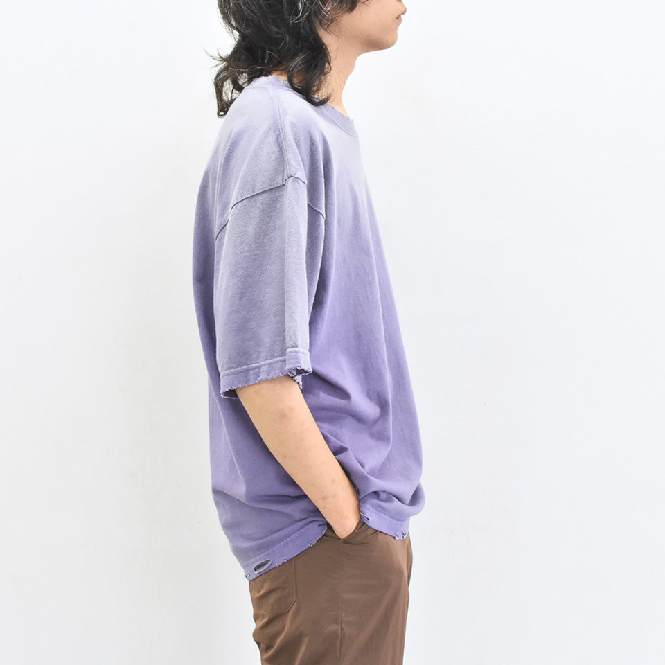 THE JEAN PIERRE / Pigmentdye Grunge Destroy SS TEE - PURPLE