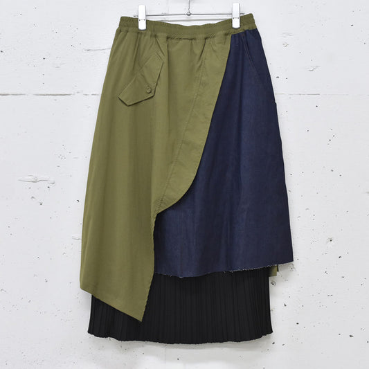 STOF / Trompe l’oeil Layer Skirt - KHAKI