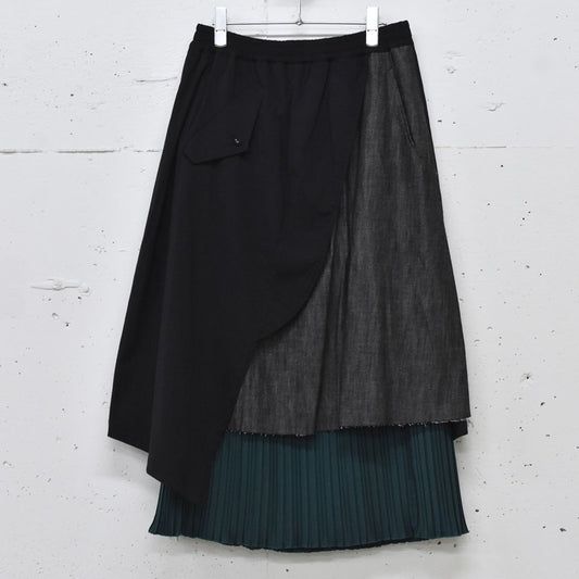 STOF / Trompe l’oeil Layer Skirt - BLACK