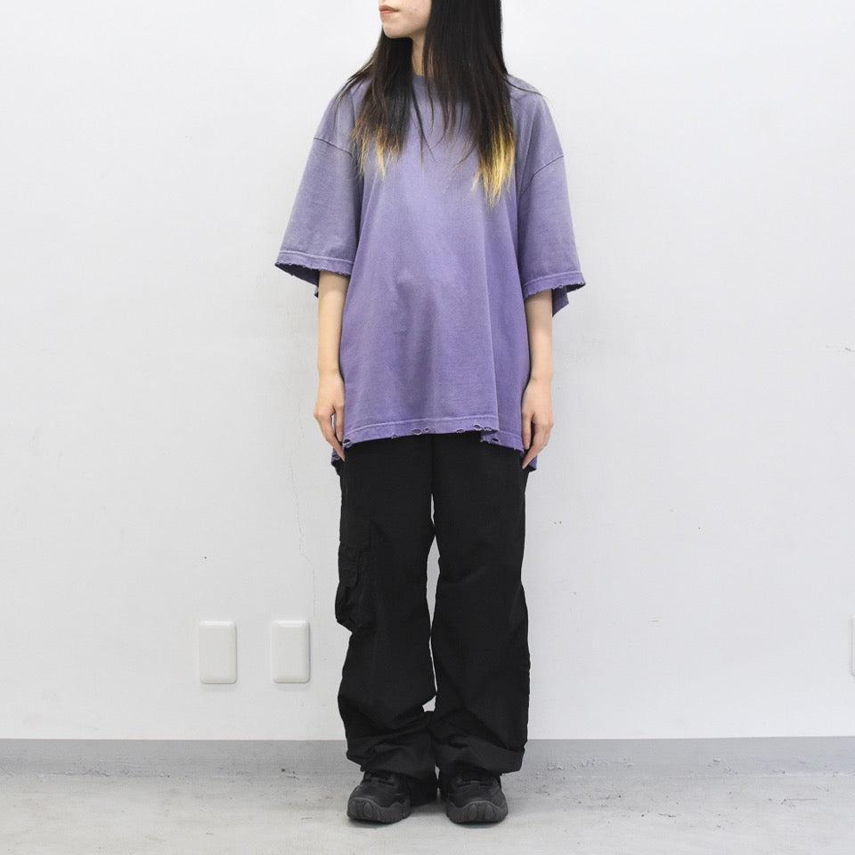 THE JEAN PIERRE / Pigmentdye Grunge Destroy SS TEE - PURPLE