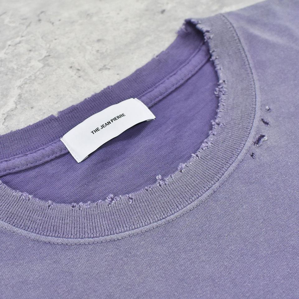 THE JEAN PIERRE / Pigmentdye Grunge Destroy SS TEE - PURPLE