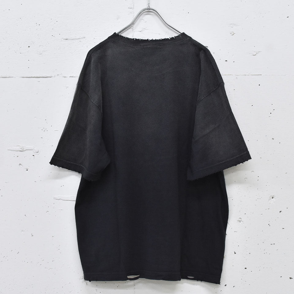 THE JEAN PIERRE / Pigmentdye Grunge Destroy SS TEE - FADE BLACK