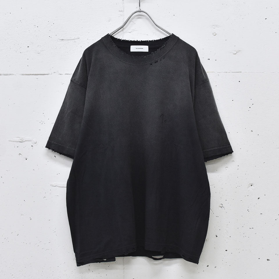 THE JEAN PIERRE / Pigmentdye Grunge Destroy SS TEE - FADE BLACK