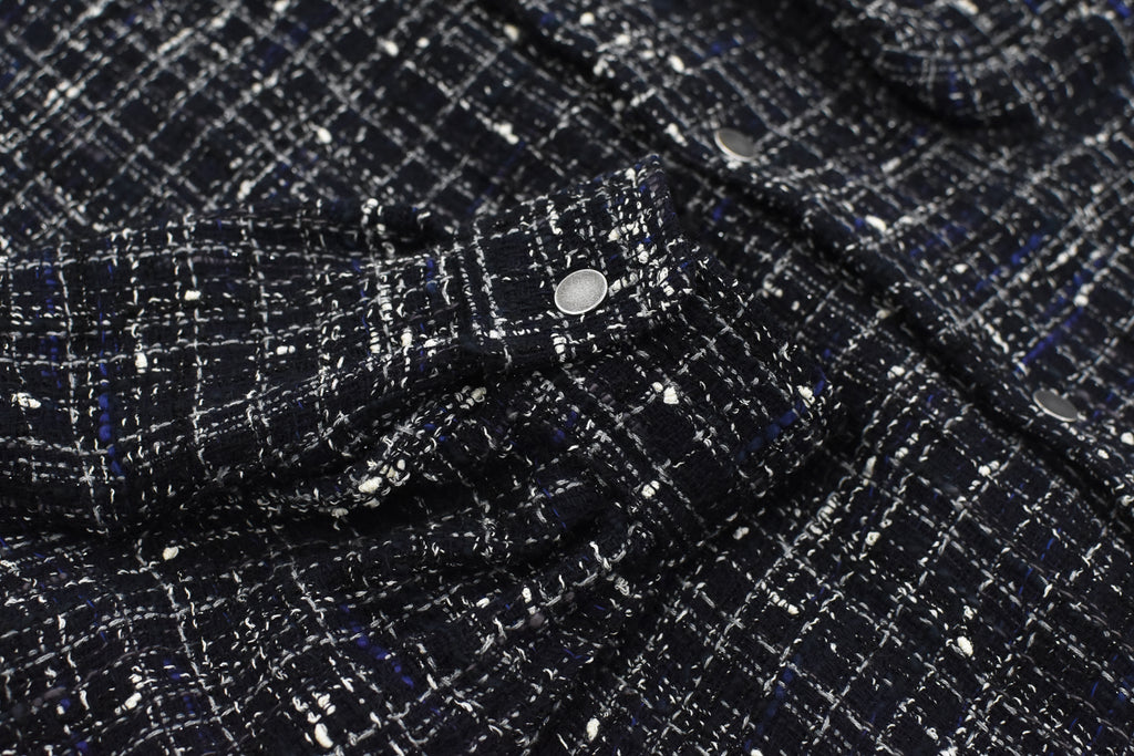 THE JEAN PIERRE / Tweed Dove Coach Shirt - MIDNIGHT BLK