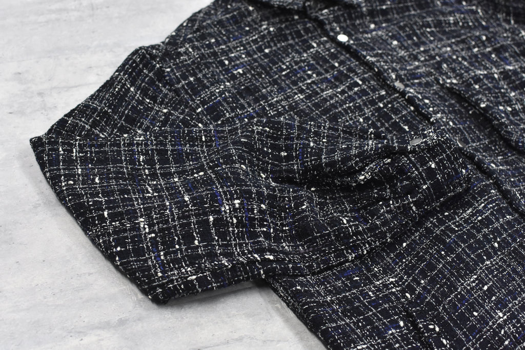 THE JEAN PIERRE / Tweed Dove Coach Shirt - MIDNIGHT BLK