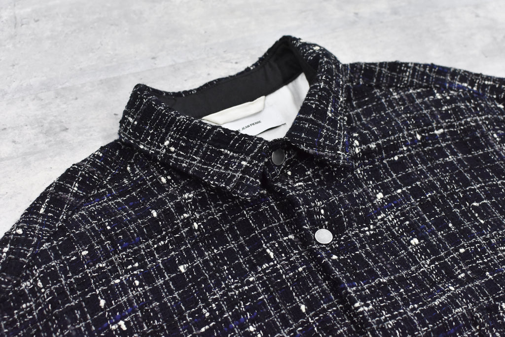THE JEAN PIERRE / Tweed Dove Coach Shirt - MIDNIGHT BLK