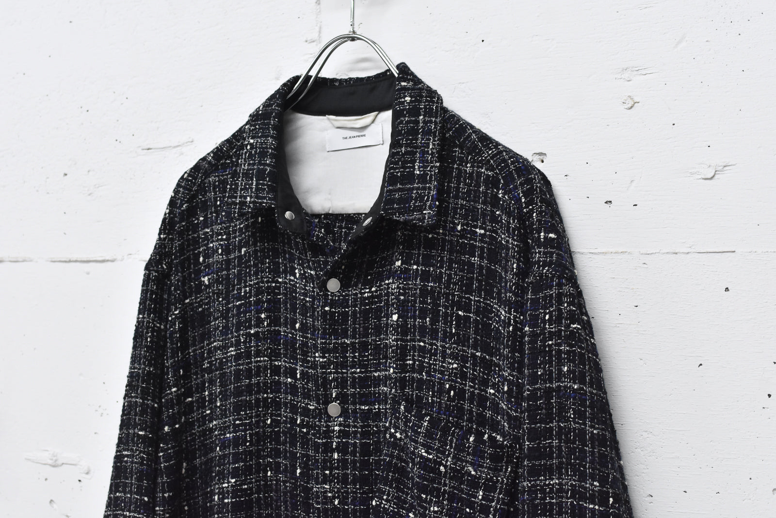 THE JEAN PIERRE / Tweed Dove Coach Shirt - MIDNIGHT BLK