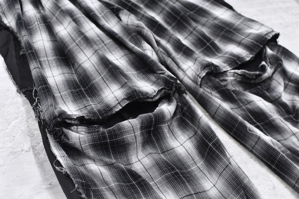 THE JEAN PIERRE / 3Tuck Easy Plaid Trouser - BLACK