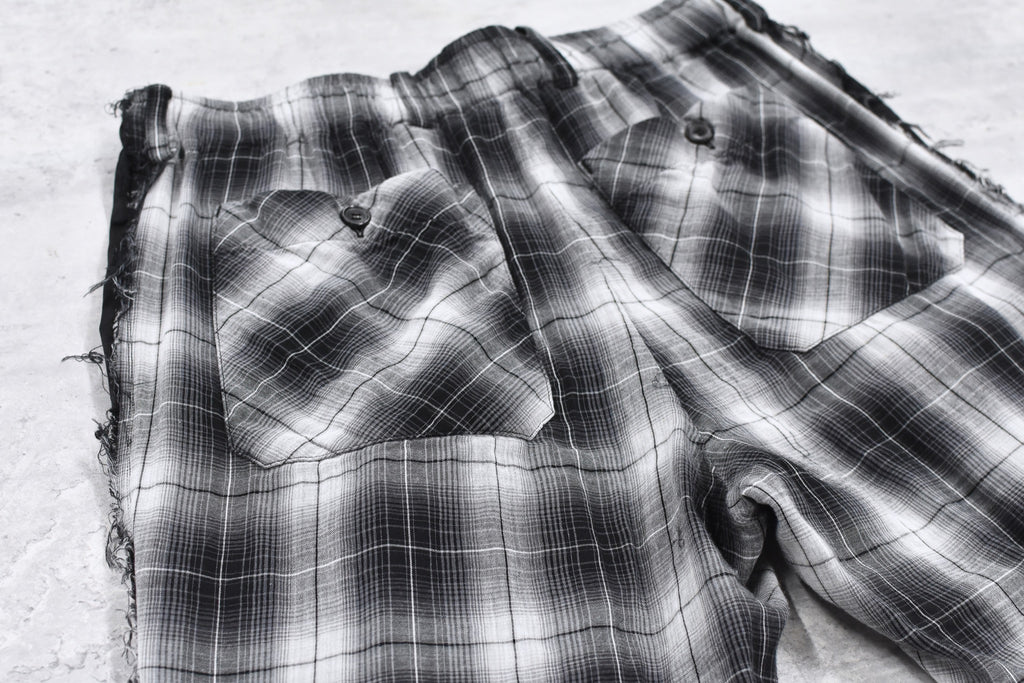 THE JEAN PIERRE / 3Tuck Easy Plaid Trouser - BLACK