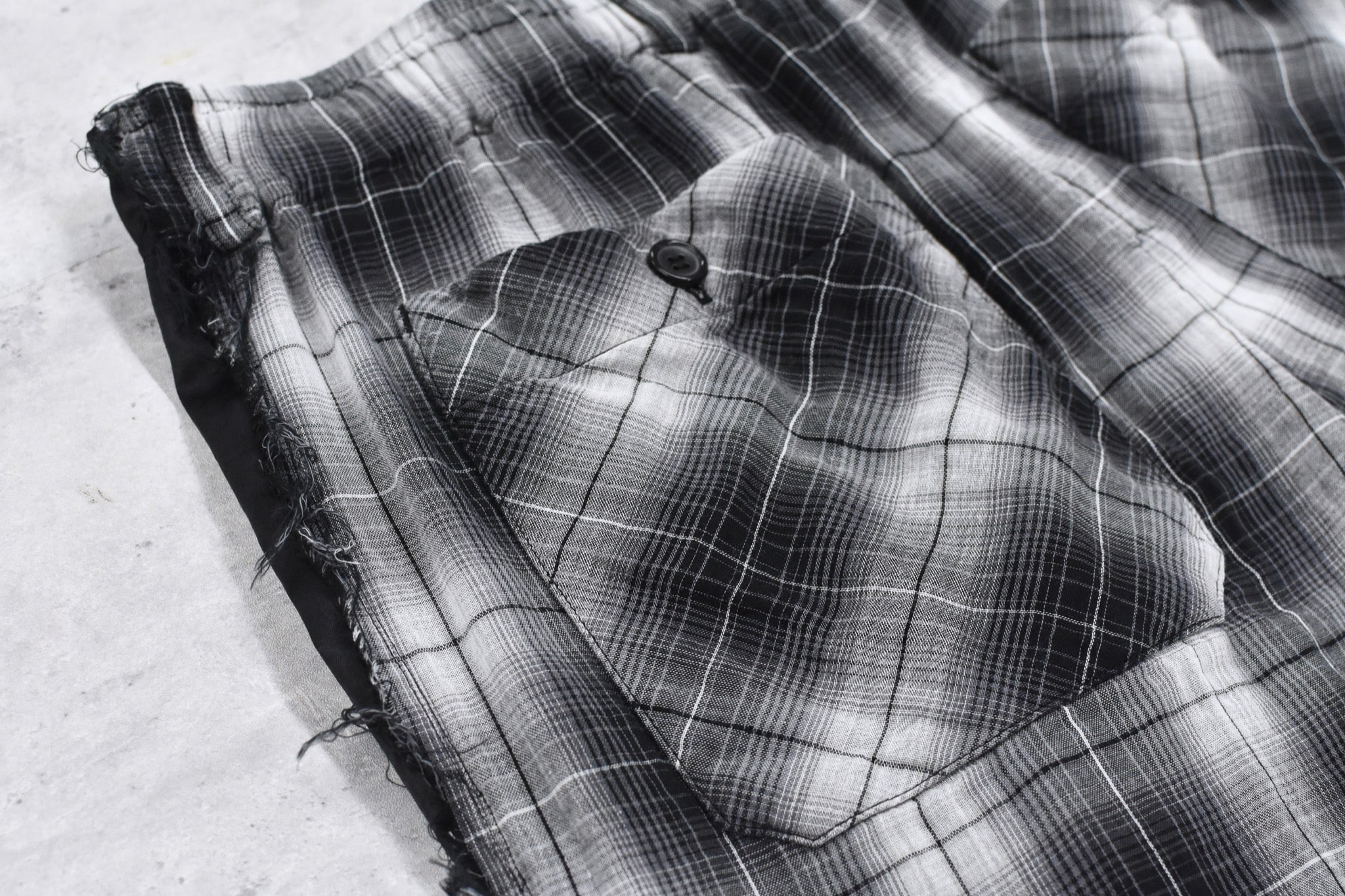 THE JEAN PIERRE / 3Tuck Easy Plaid Trouser - BLACK