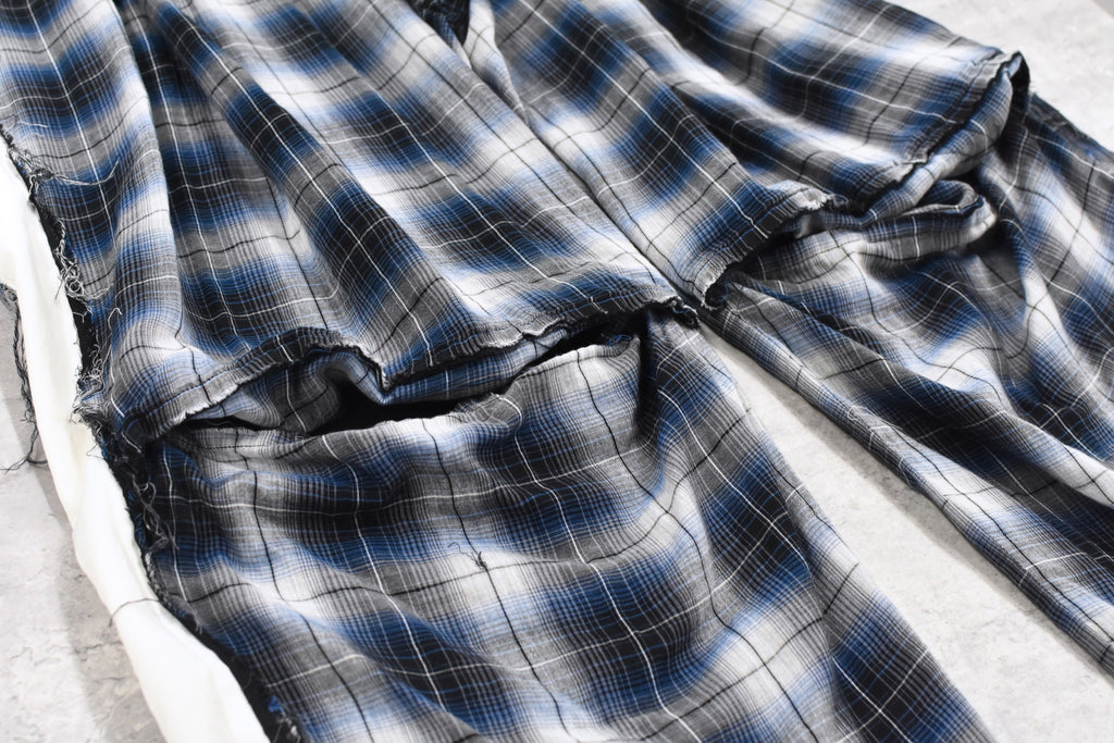 THE JEAN PIERRE / 3Tuck Easy Plaid Trouser - BLUE