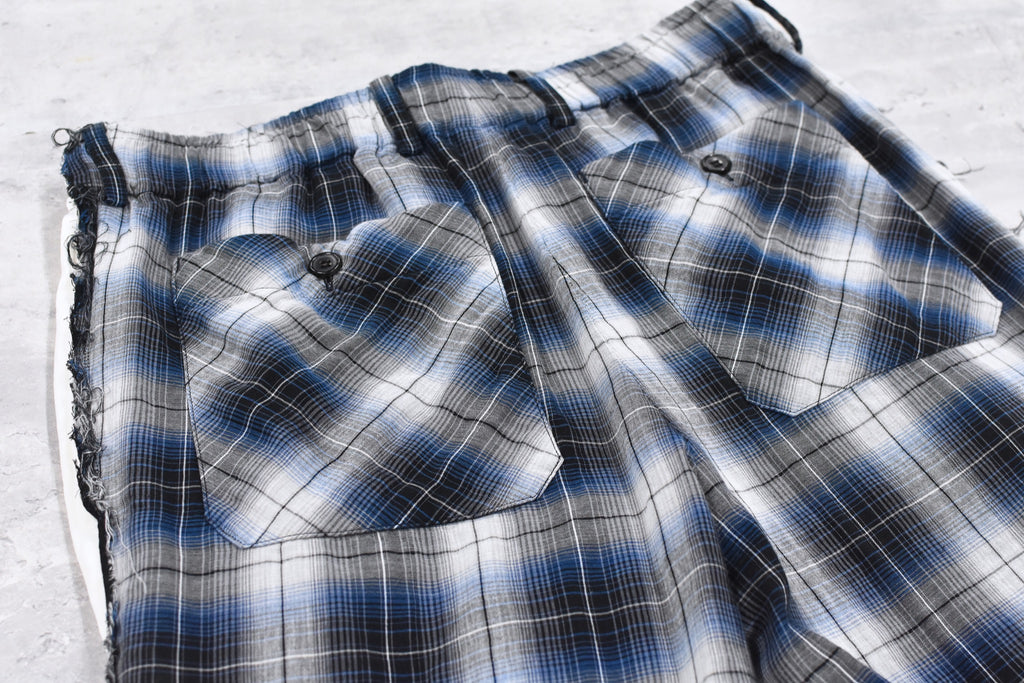 THE JEAN PIERRE / 3Tuck Easy Plaid Trouser - BLUE