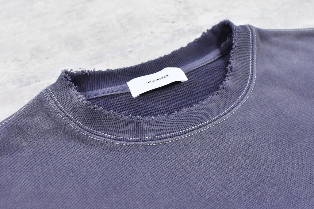 THE JEAN PIERRE / Pigment Grunge Destroy Sweat Shirt - FADE NAVY