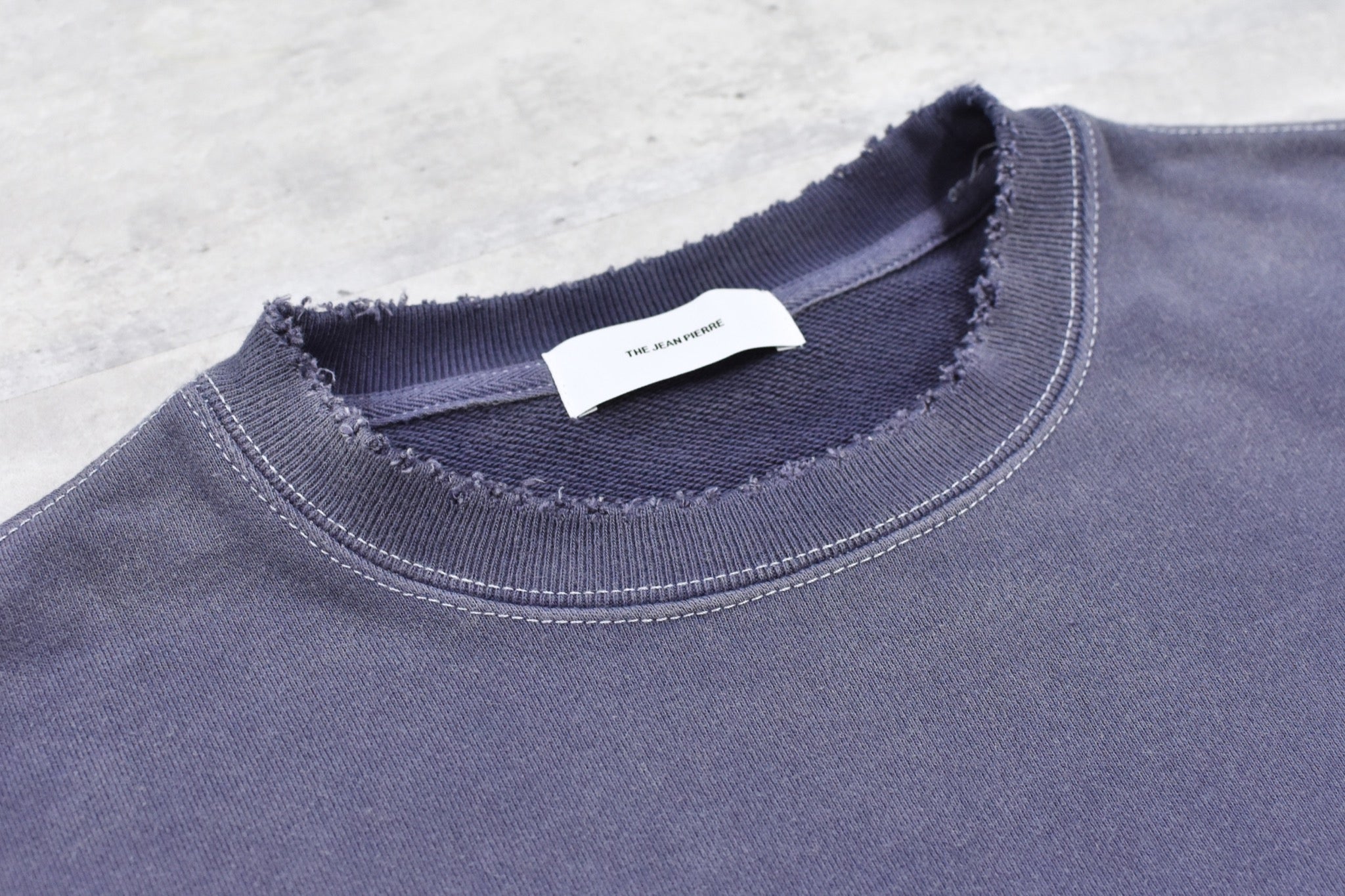 THE JEAN PIERRE / Pigment Grunge Destroy Sweat Shirt - FADE NAVY