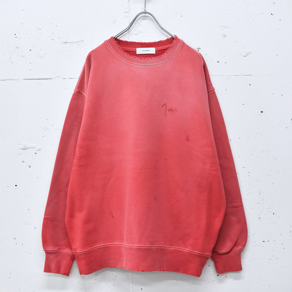 THE JEAN PIERRE / Pigment Grunge Destroy Sweat Shirt - FADE RED